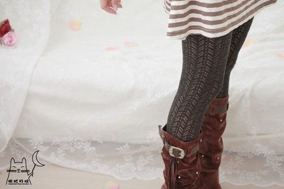 【拓拔月坊】日本製 MORE 森林女孩　洞洞波浪 混羊毛褲襪　秋冬款～現貨！