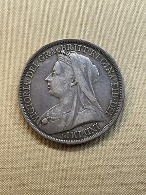 英國維多利亞披紗馬劍克朗銀幣13677