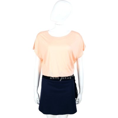 現貨熱銷-LOVE MOSCHINO 粉橘/黑藍色拼接設計短袖洋裝 1320328-39