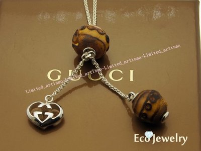 《Eco-jewelry》【GUCCI】經典款 雙G相扣愛心吊飾造型項鍊 純銀925項鍊~專櫃真品 近新品