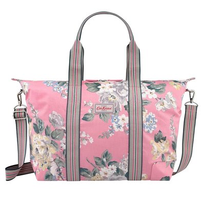 英國 Cath Kidston 粉紅玫瑰花 防水 可摺疊收納 拉鍊 斜背包/購物袋/媽媽包/行李袋