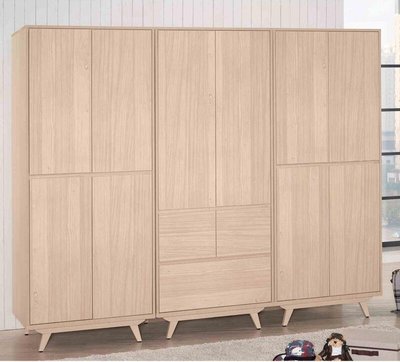 【風禾家具】QT-724-3@LN北歐風橡木色8.1尺組合衣櫃【台中26600送到家】衣櫥 房間櫃 耐磨木心板製作 傢俱