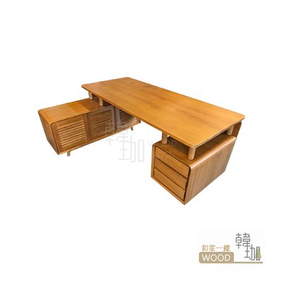 ［韓珈柚木wood]  柚木L型辦公桌  現代柚木辦公桌 柚木工作桌 印尼柚木(訂製品)