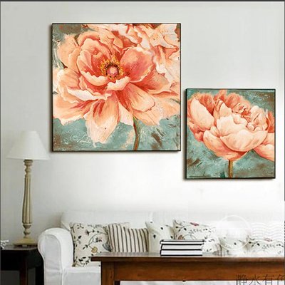 家居飾品裝飾畫牡丹花卉現代裝飾畫客廳沙發牆畫餐廳壁畫玄關掛畫(三款可選)