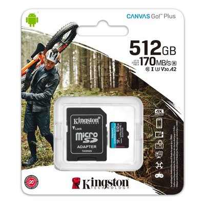 金士頓 512G Canvas go Plus Micro SDXC SDCG3/512GB U3 A2 SDCG3