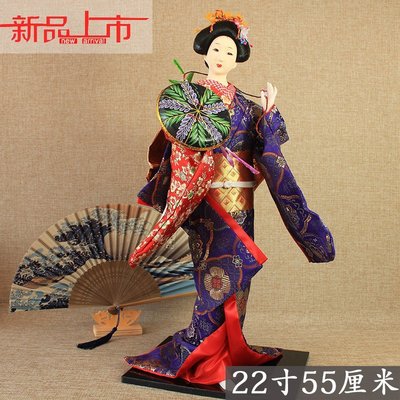 現貨熱銷-娃娃22寸日本人偶藝妓人形絹人和服娃娃日式工藝品擺件料理店裝飾55CM