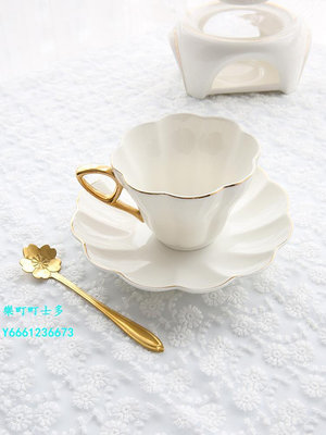 咖啡杯浮雕白色金邊櫻花花茶下午茶陶瓷咖啡杯 杯碟套裝 zakka