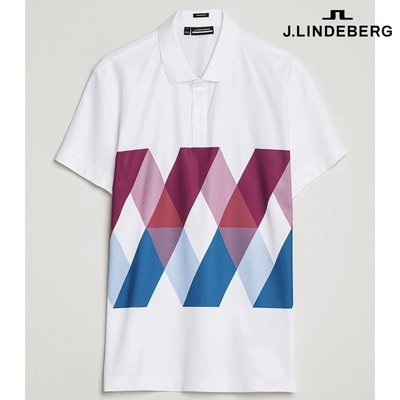 【貓掌村GOLF】J.Lindeberg 男款高爾夫菱格紋 短袖polo衫