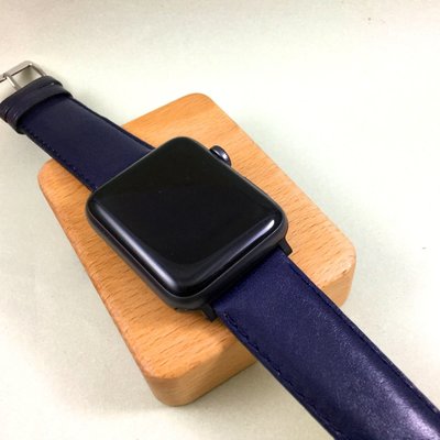 Apple Watch 3代 4代 牛皮 真皮 防過敏材質 錶帶 素面 深藍色 38 40 42 44