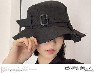 首爾美人✅日本單ca4la設計感皮帶釦遮陽帽漁夫帽❤黑色/卡其色