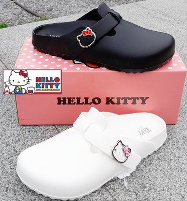 【💕小傑克鞋鋪💕】💥Hello Kitty凱蒂貓 水鑽飾釦輕量防水前包後空拖鞋.布希鞋『921002』黑.白