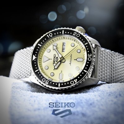【柒號本舖】SEIKO 精工次世代5號機械米蘭鋼帶腕錶-香檳金 # SRPE75K1