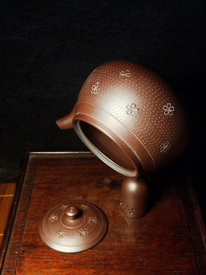 日本舶來品，萬古燒側把壺橫手急須茶注茶道具，伝統工蕓士·佐野