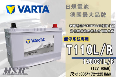 【茂勝電池】NEW VARTA T110L/R 145D31L/R EFB 支援起停系統 華達 適用車款 Rx300