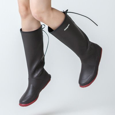 老提莫店-日本43D雨鞋男女可折疊長筒系帶柔軟輕便有彈力防水防滑時尚雨靴-效率出貨