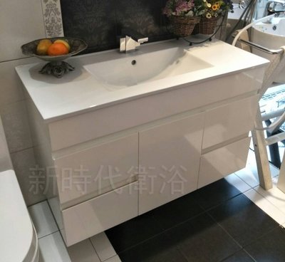 [新時代衛浴] 100cm薄臉盆浴櫃組, 方型現代款，烤漆發泡板浴櫃BX-L81