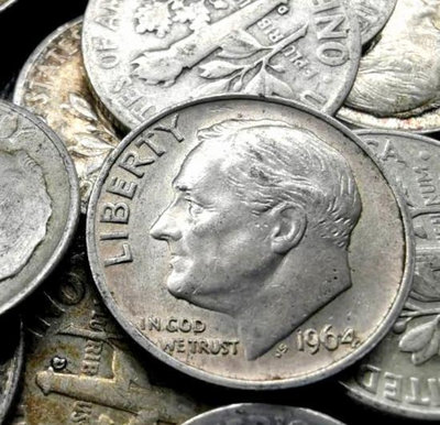 銀幣特價美國1946-1964年10美分小銀幣17.9mm 2.5g 90%銀 羅斯福 錢幣