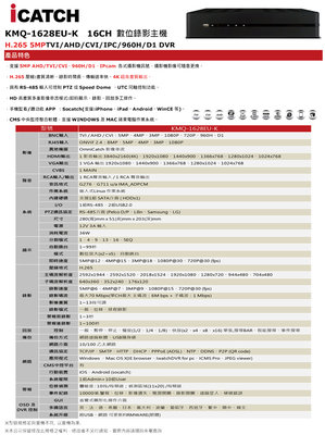 正500萬H.265 可取icatch 16路16音同軸音頻5MP 主機台灣製監視器KMQ