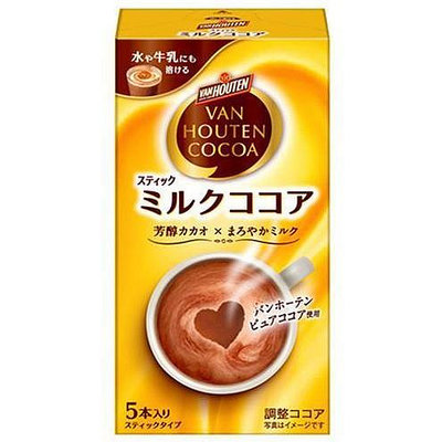 +東瀛go+ 片岡物產 VAN HOUTEN 牛奶可可粉 盒裝5入 牛奶可可亞 COCOA 可可亞 日本原裝 日本必買