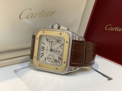 Cartier Santos 100 半金 計時 / 卡地亞山度士 / Rolex Panerai OMEGA AP