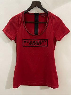Burberry 英國紅標女生植絨logo短袖U領T恤S