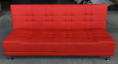 【New Design Furniture】台南在地家具-簡約 耐用 多機能型 三段調整乳膠皮沙發床(紅.黑)
