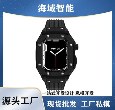 G19適用apple watch7蘋果手表帶理查德改裝金屬硅膠一體鎧甲套裝正品促銷