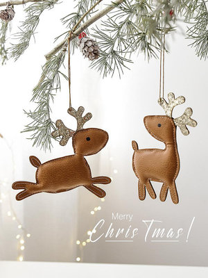 諾琪 圣誕裝飾圣誕麋鹿掛件圣誕樹裝飾小吊飾公仔鹿掛飾nis門掛-奇點家居