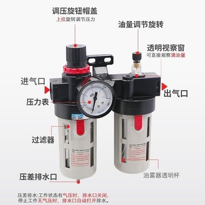空壓機氣泵氣源處理器油水分離器BFR3000二聯件BFC2000調壓閥過濾過濾器促銷  超夯