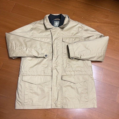 （Size XL)Timberland 卡其色防水防風鋪兩件式棉立領外套（(0408)）