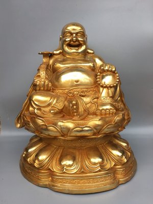 銅鎏金笑佛彌勒佛佛像，重19公斤左右，210080R