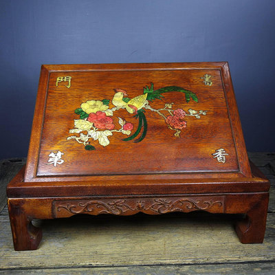 舊藏花梨木鑲嵌貝殼書桌茶桌炕桌：3840尺寸：長43cm寬31cm高12cm重量：2480g04601