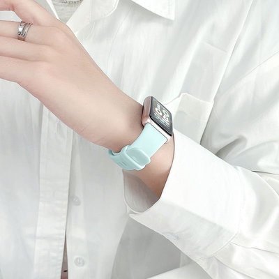 gaming微小配件-適用於華為 Band 7 錶帶 Macaron 彩色霧藍色矽膠錶帶更換帶新產品創意-gm