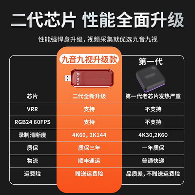 九音九視UX10高清hdmi視頻采集卡4K直播專用相機手機ipad平板游戲