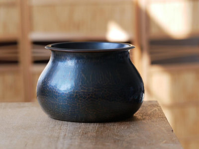 極品 日本玉川堂大號手打銅建水建水就是用來倒茶葉廢水的