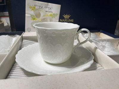 【二手】日本 鳴海Narumi 白色絲綢silky white咖啡杯 回流 配飾 餐具【佛緣閣】-723
