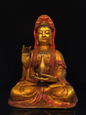 純銅彩繪觀音菩薩佛像，重7.9公斤，70080R
