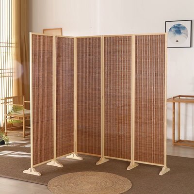 新中式竹編屏風客廳擋板臥室移動折屏簡約現代折疊隔斷墻遮擋家用^特價特賣