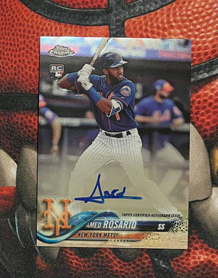 2018 TOPPS CHROME AMED ROSARIO RC ON-CARD AUTO AUTOGRAPH METS GUARDIANS ROOKIE
