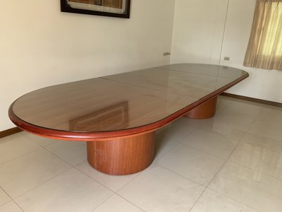 A2289 [家之家二手家具] 14尺實木色15-20人大型會議桌 會議桌 洽談桌 長桌 實木桌
