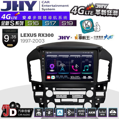 【JD汽車音響】JHY S系列 S16、S17、S19 LEXUS RX300 1997~2003 9.35吋 安卓主機。