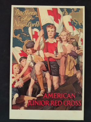 【二手】二戰時期《美國青少年戰時紅十字會招募》宣傳明信片一枚 郵票 信銷票 紀念票【微淵古董齋】-8641