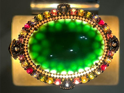 「華翡翠珠寶」A606，豪鑲天然彩寶墨翠翡翠，戒指與項鍊兩用款，18K金項鍊，裸石20.9*25*5.0mm