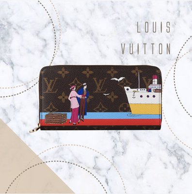 【哈極品】閒置美品《LOUIS VUITTON LV 字紋限量港口系列12卡長夾/拉鍊長夾/錢包 》