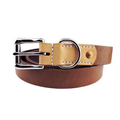 O'WEAR® Long Belt - 茶色款 長條 長型 皮帶 腰帶 義大利多脂植鞣革 撞色