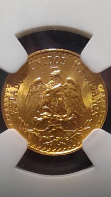 NGC66墨西哥鷹2比索金幣，1.672克，90金