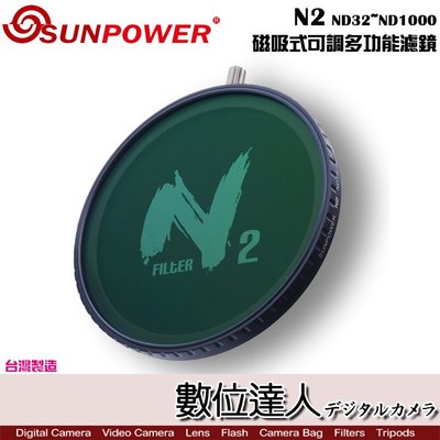 【數位達人】SUNPOWER N2 ND32~ND1000 磁吸式可調多功能濾鏡 / 台灣製造 ND鏡 ND64