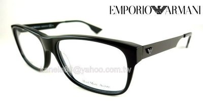 #嚴選眼鏡#= EMPORIO ARMANI =黑色復古大框設計細板膠框 金屬鏡腳 公司貨 9680