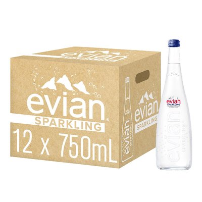 美兒小舖COSTCO好市多線上代購～Evian 依雲 氣泡天然礦泉水/瓶裝水(750毫升x12入)