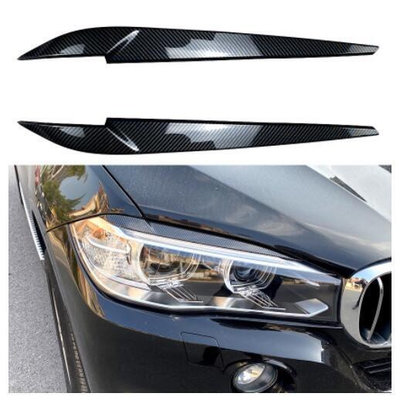 台灣現貨BMW 14-18年 F15 F16 X5 X6 碳纖維 ABS 碳纖 鋼琴黑 大燈 燈眉 改裝 貼飾 裝飾